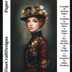 Chic Steampunk Mulher Retrato CJ3 Scrapbook Paper