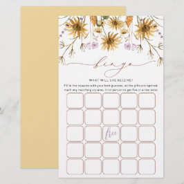 Chic Sunflower Floral Bridal Bingo Game