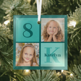 Chic Teal Photo Collage Personalized Christmas