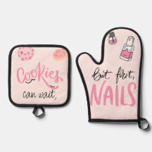 Chic Treats & Unhas Oven Mitt e Conjunto de Detent