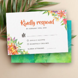 Chic Tropical Watercolor Summer Weding RSVP