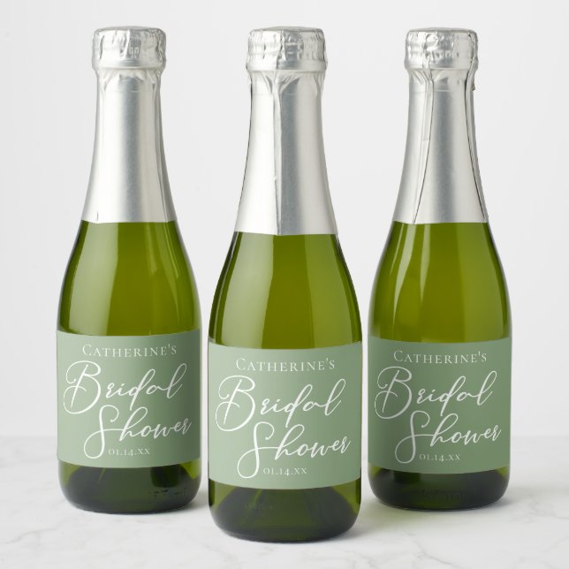 Chic Verde Sage Chá de Bebê Personalizado Mini (Garrafas)