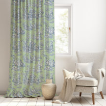 chic vintage blue green toile de jouy impresso