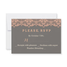 Chic Vintage Peach Cinza Lace Casamento RSVP