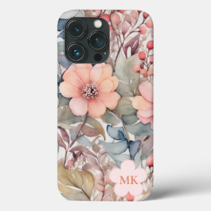 Chic Vintage Wildflower Watercolor Monograma Nome