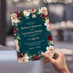 Chic watercolor blush Red - convite para casamento