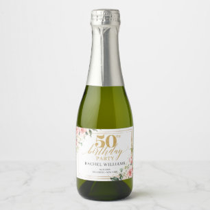 Chic watercolor flores borrado dourado 50 anos
