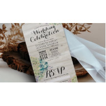 Chic Watercolor - Rustic Wood Weding RSVP