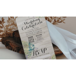 Chic Watercolor - Rustic Wood Weding RSVP