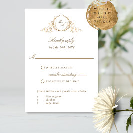 Chic White e Dourada placa RSVP de Caligrafia Mono