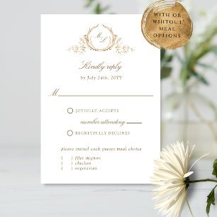 Chic White e Dourada placa RSVP de Caligrafia Mono