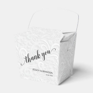 Chic White Filigree Weding Obrigado Caixa Favoráv