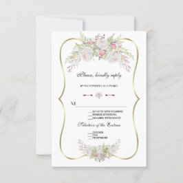 Chic White Flowers RSVP de Casamento de Quadro Dou