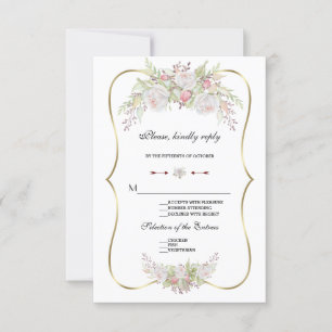 Chic White Flowers RSVP de Casamento de Quadro Dou