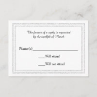 Chic White Silver Glittered Trim - Placa RSVP