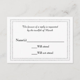 Chic White Silver Glittered Trim - Placa RSVP