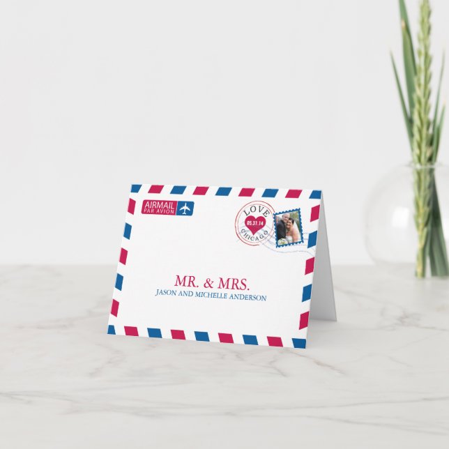 Chicago Airmail Casamento Agradecimento (Frente)