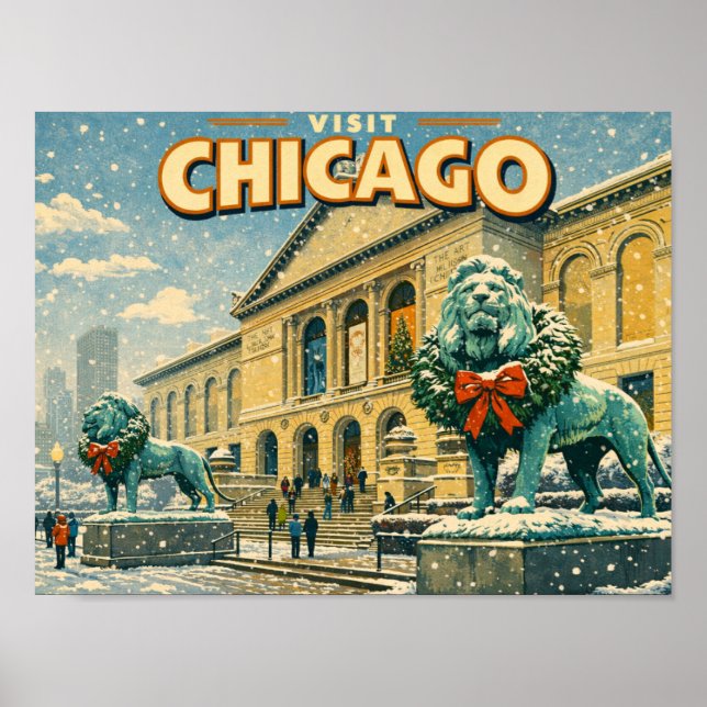 Chicago Art Institute in winter poster (Frente)