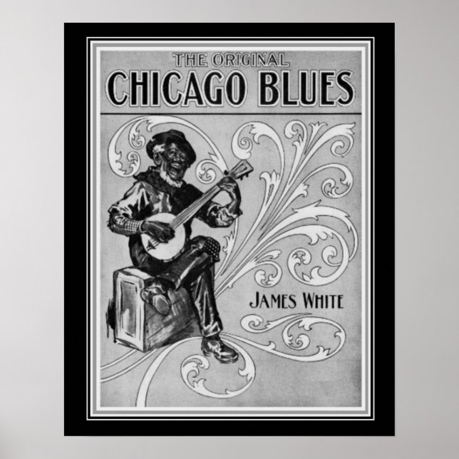 "Chicago Blues" 1915 Sheet Music Impressão 16x20 (Frente)