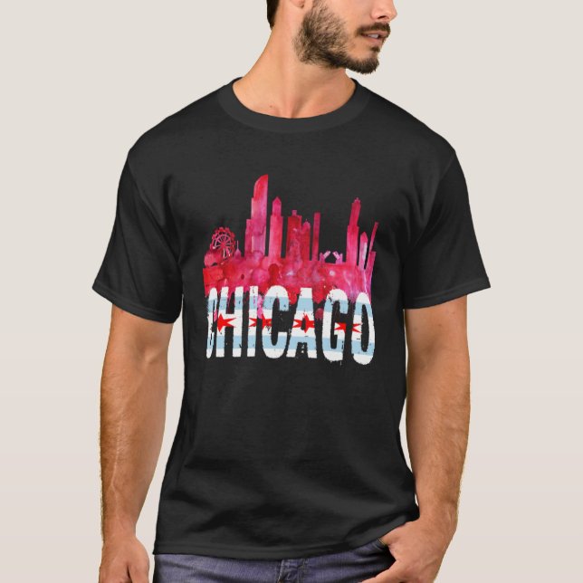 Chicago Camisetas Skyline Silhouette Cidade de Ill (Frente)