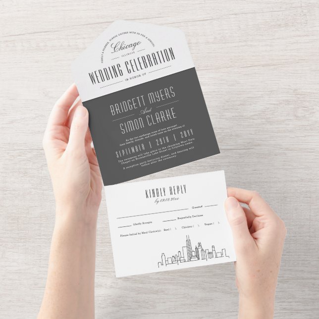 Chicago Deco Skyline | Casamento com Estilo de cin (Tearaway)