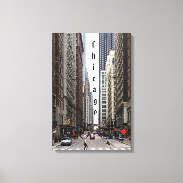 Chicago Madison Street Canvas Imprimir com Texto (Frente)