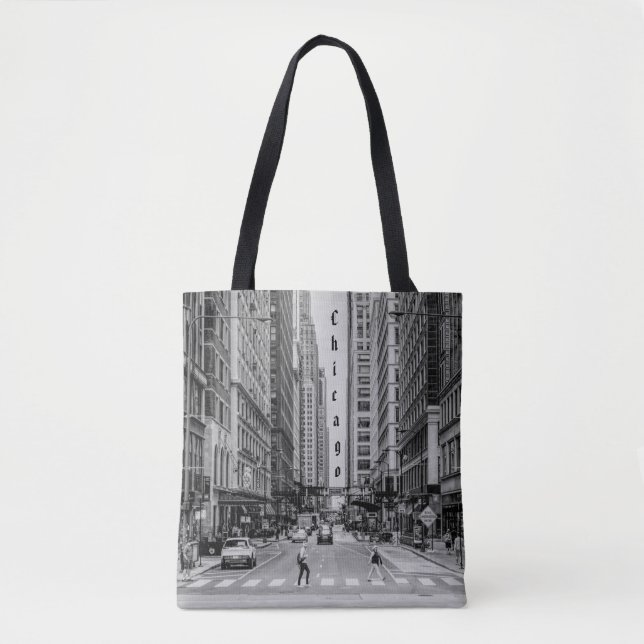Chicago Madison Street Grayscale Tote Bag (Frente)