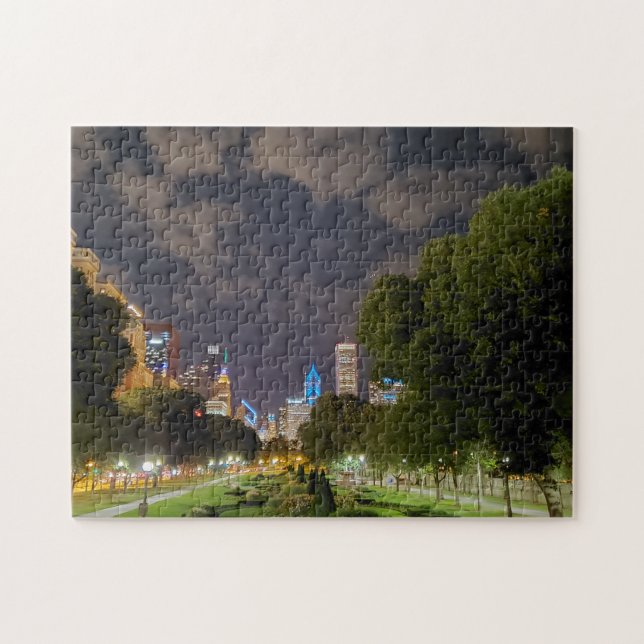 Chicago na quebra-cabeça à noite (Horizontal)