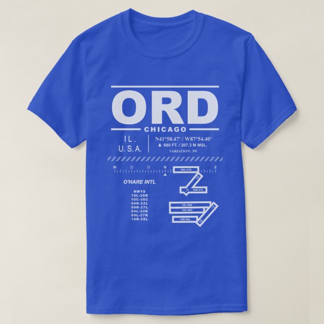 Chicago O'Hare International Airport ORD T-Shirt (Frente do Design)