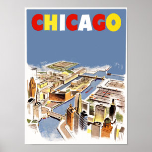 Chicago.  Retro Style Travel poster