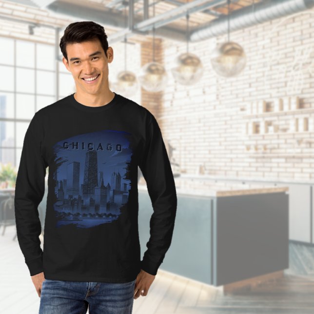 Chicago Skyline Black T-Shirt (Chicago Skyline Black T-Shirt)
