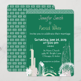 Chicago Skyline emerald lace elegante Convite