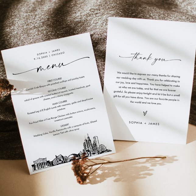 Chicago Skyline Janta Menu Cartão 5x7 (Criador carregado)