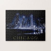 Chicago Skyline na Night Jigsee Quebra-cabeça