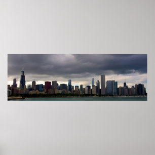 Chicago Skyline - Stormclouds - Poster de cor