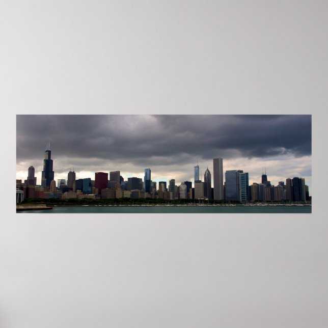 Chicago Skyline - Stormclouds - Poster de cor (Frente)