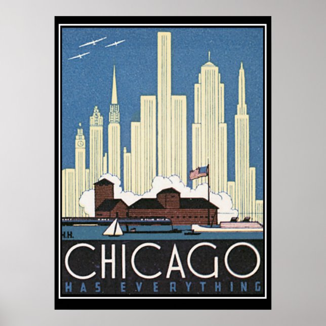 Chicago tem tudo Vintage Impressão (Frente)