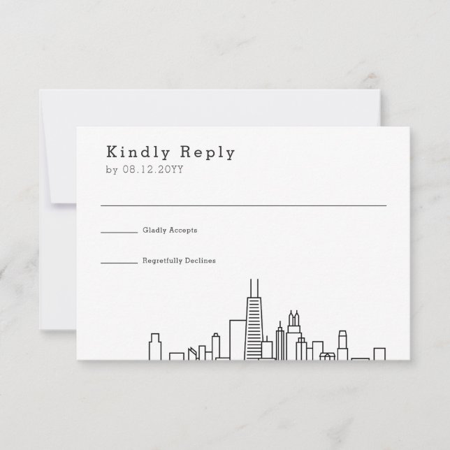 Chicago Wedding | RSVP Skyline Estilizado (Frente)