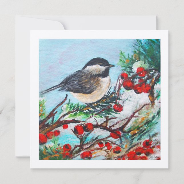 Chickadee Cute Winter Berries (Frente)