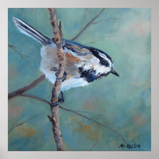 Chickadee Fine Art Bird Impressão (Frente)