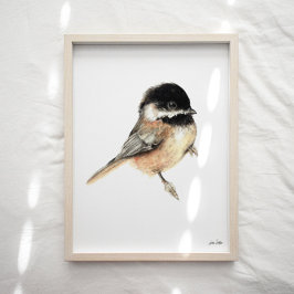 Chickadee Watercolor Art Impressão