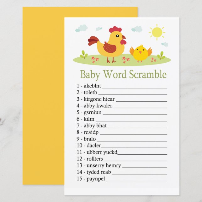 Chicken Baby word scramble game (Frente/Verso)