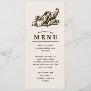 Chifre de abundância Menu Ação de Graças