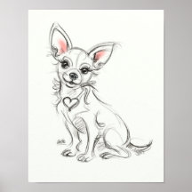 Chihuahua Art impressão | Desenho rápido