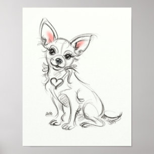 Chihuahua Art impressão Desenho rápido