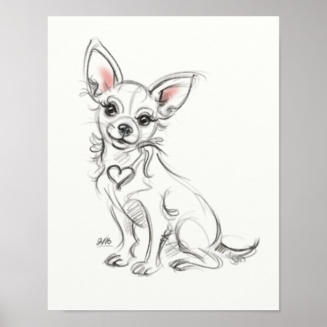 Chihuahua Art impressão | Desenho rápido (Frente)
