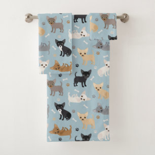 Chihuahua Bones e Paws Blue Bath Toalha