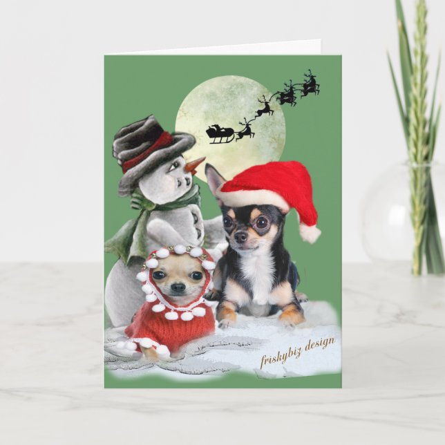 Chihuahua com Cartões de Natal Snowman (Frente)