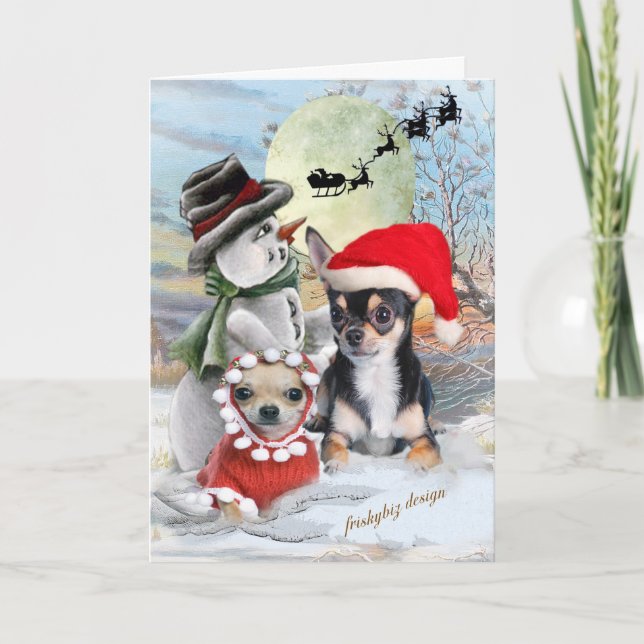 Chihuahua com Cartões de Natal Snowman (Frente)