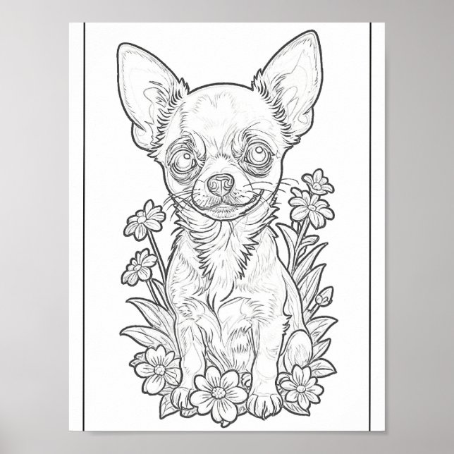 Chihuahua com Poster de Página de Coloração de Flo (Frente)